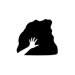 Silhouette of person reaching into darkness, therapy metaphor  