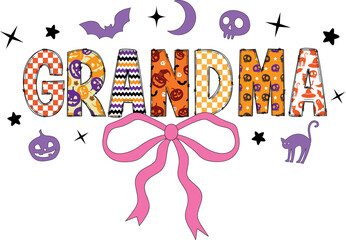 Halloween Grandma Bow Coquette Cute Design
