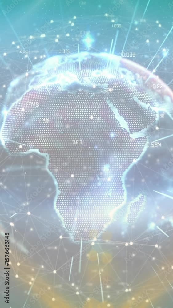 Poster animation of connections and data processing over globe