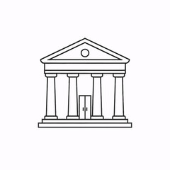 Obraz premium Outline of a classical building with columns and entrance door 