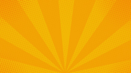 Yellow comic background with sun rays and halftones. Suitable for comics, prints, posters, etc.