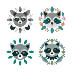 Raccoon Mandala With Flower Mask Pattern