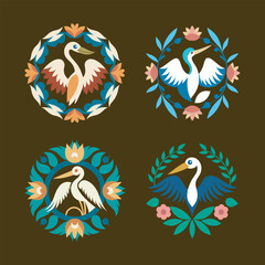Pelican Mandala With Ocean Flower Wings