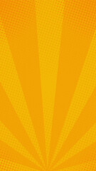 Yellow comic vertical background with sun rays and halftones. Suitable for comics, prints, posters, etc.