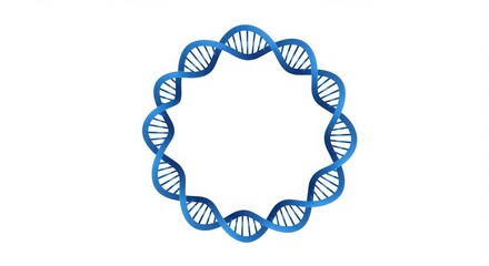 Circular dna helix structure in gradient blue isolated on white background