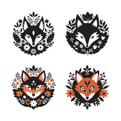 Floral Fox Face Mandala Design Bundle