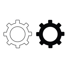 Gear rotation icon for mechanical engineering process technology system maintenance repair and industrial automation in minimal vector design style.