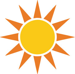 bright sunburst illustration with bold orange rays and yellow core for minimalist logos, clipart, and background designs