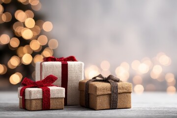 Gift Box with Red and Brown Ribbon