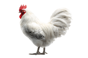 Majestic white rooster in profile