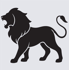 lion roaring silhouette vector art illustration
