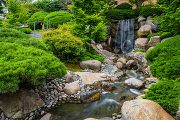 Small beautiful waterfall at Normandale Japanese Garden