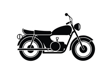Obraz premium Classic Motorcycle Side View in Black and White Simple Design Transportation and Vehicle Theme Silhouette