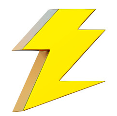 Lightning Bolt 3d icon on png transparent background.
