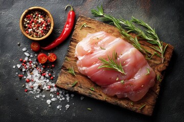 Raw Chicken with Pepper and Spices
