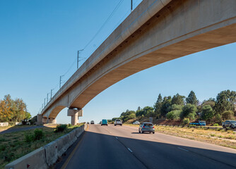Concrete brigde over a highway in South Africa countryside.