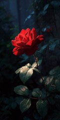 Red Rose in Garden