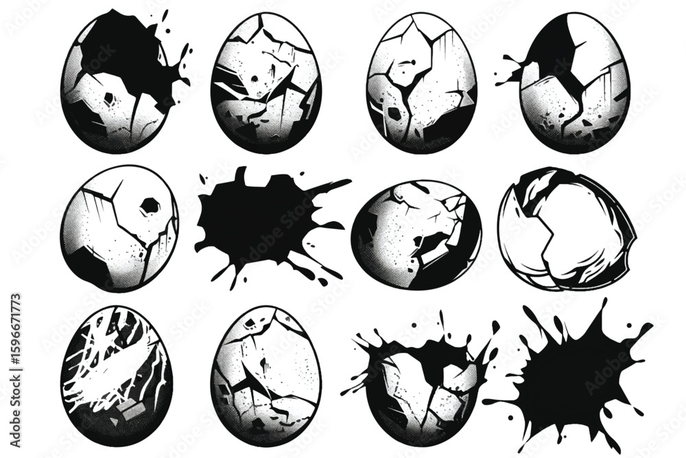 Fototapete silhouettes stamps for easter eggs. easter eggs. creating masks and brushes in graphic programs. iso