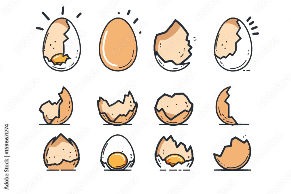 Fototapete silhouettes stamps for easter eggs. easter eggs. creating masks and brushes in graphic programs. iso