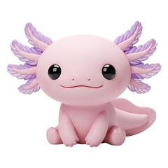 adorable axolotl 3d icon transparent background