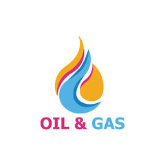 Vibrant Oil and Gas Industry Logo with Multicolor Flame Design.