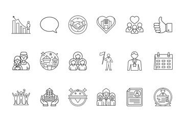 Set outline icons representing business human resources concepts vector