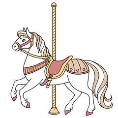 A carousel horse isolated on a white background