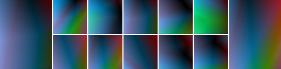 Naklejka premium Collection of vibrant gradient color blocks, beautiful multicolored shades, modern abstract design