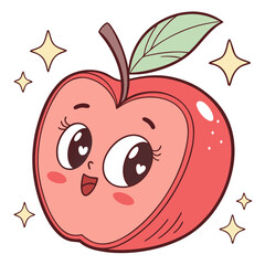 Happy smiling apple with sparkling stars
