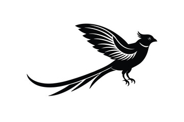 Fototapeta premium Stylized Black Bird in Flight Elegant Design