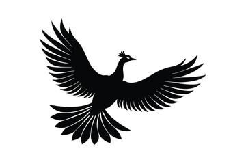 Obraz premium Elegant Black Silhouette of a Peacock in Flight