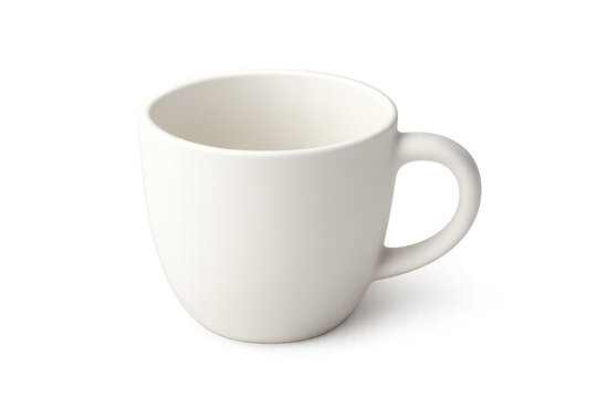 Classic white coffee or tea cup mug isolated on transparent background, perfect for showcasing your designs or branding