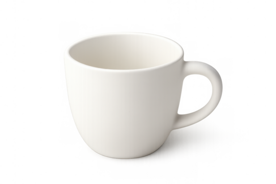 Classic white coffee or tea cup mug isolated on transparent background, perfect for showcasing your designs or branding