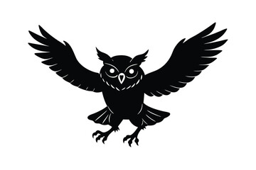 Obraz premium Silhouette of a Powerful Owl in Flight