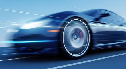 Dynamic Motion Blur of a Sleek Sports Car Accelerating on a Highway