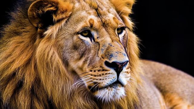 Majestic Lion Portrait: Close-Up of a Regal African Predator