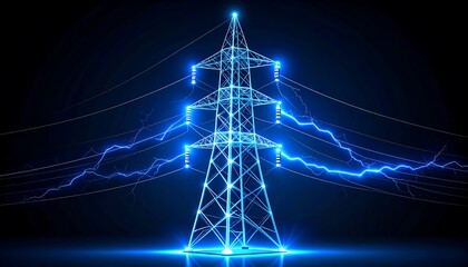 Electric tower with glowing lines