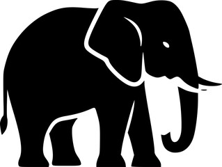 Fototapeta premium elephant black silhouette vector, Simple silhouette Design vector icon with white background 