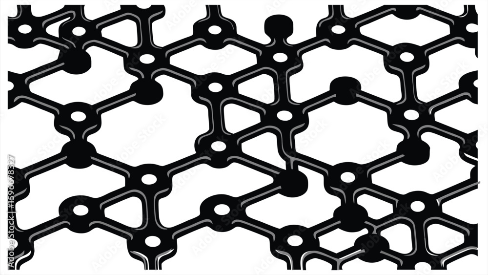 Poster abstract geometric network pattern with interconnected nodes and varying dark circular elements crea