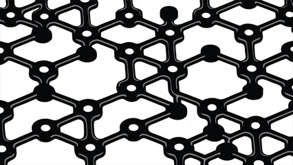 Abstract hexagonal network pattern with interconnected nodes and subtle distortions creating a modern geometric design