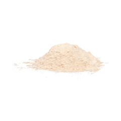 Pile of buckwheat flour and grains on white background Organic Concept