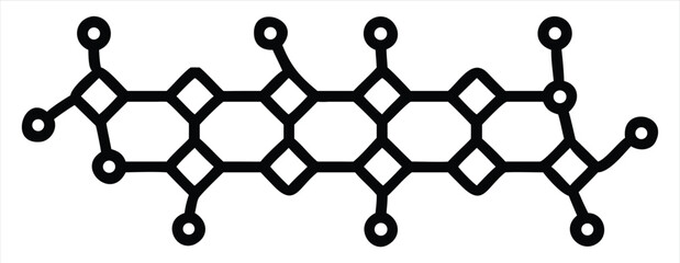Stylized illustration of a complex organic molecular structure with interconnected rings and peripheral atoms © SP Technology