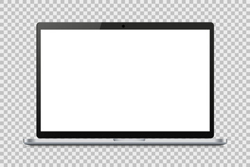 Modern laptop computer mockup isolated on transparent background