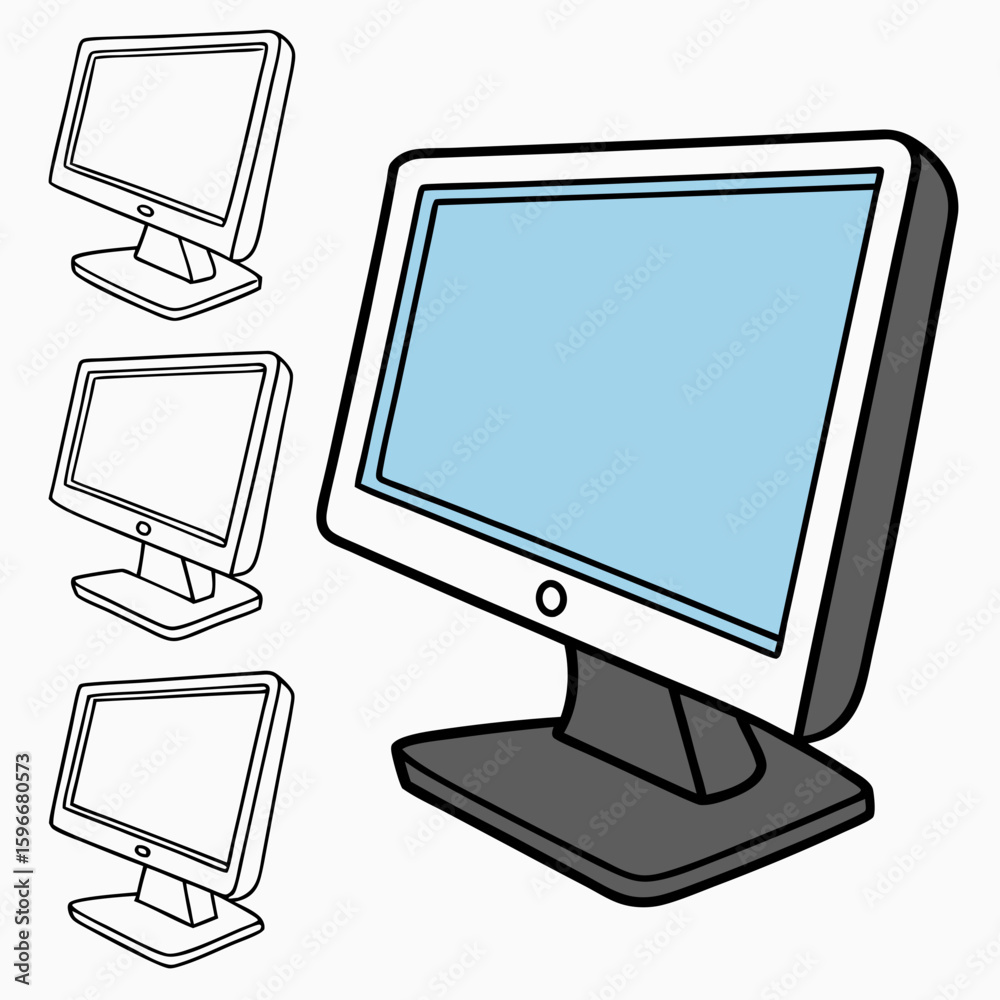 Fototapete cartoon computer monitor display vector illustration for graphic design and creative projects use on