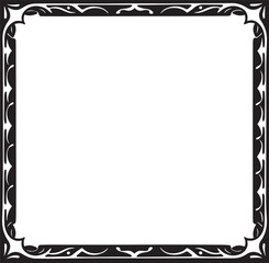 Ornate black and white decorative border with organic flowing shapes vector