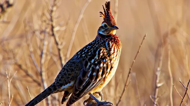 Majestic Greater Roadrunner:  A Vibrant Portrait in Golden Light