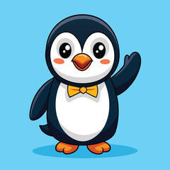 Obraz premium A funny, cute cartoon penguin baby loves a sweet ice cream treat in the snow, a perfect winter illustration