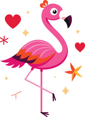 Obraz premium Two cute pink flamingos symbolize love in nature