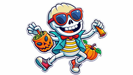 Halloween Sticker different cute halloween Vector Retro Cartoon