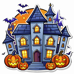Halloween Sticker different cute halloween Vector Retro Cartoon